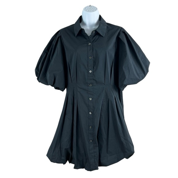 Jonathan Simkhai Cleo Balloon Mini Dress Womens Size 10 Black Party Cocktail - Picture 1 of 8